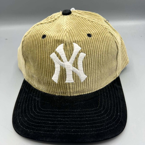 Vintage New York Yankees Hat Men Corduroy Suede Twins Enterprise Strap Back‎ New